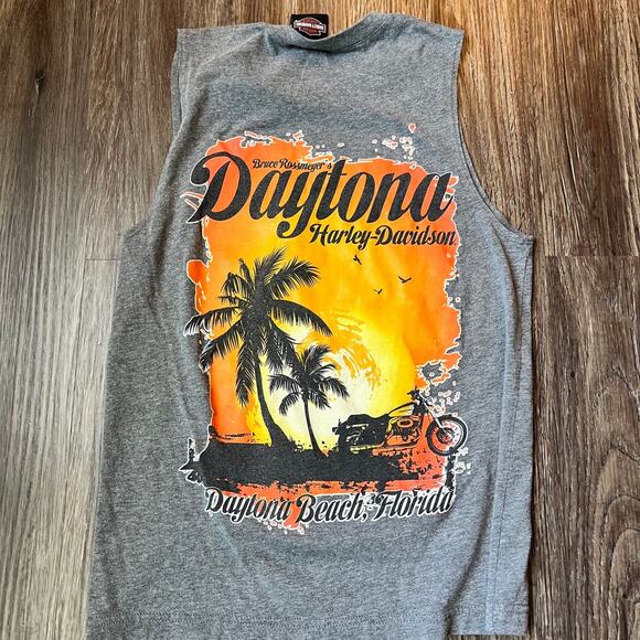 Harley Davidson Men's SM Bruce Rossmeyer Daytona Beach Sleeveless T-shirt - Picture 3 of 4